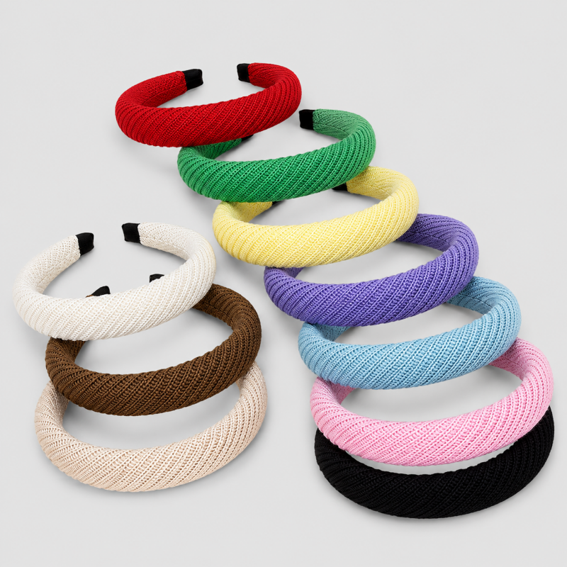 Solid Color Knitted Wide Fabric Headband