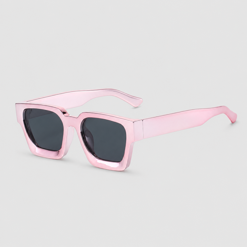 Metallic Electroplated Thick Square Trendy Sunglasses