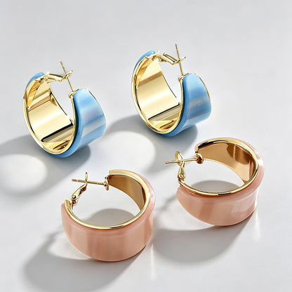 C-Shape Resin Hoop Earrings