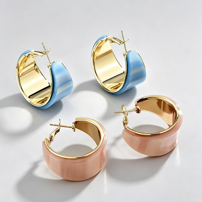 C-Shape Resin Hoop Earrings