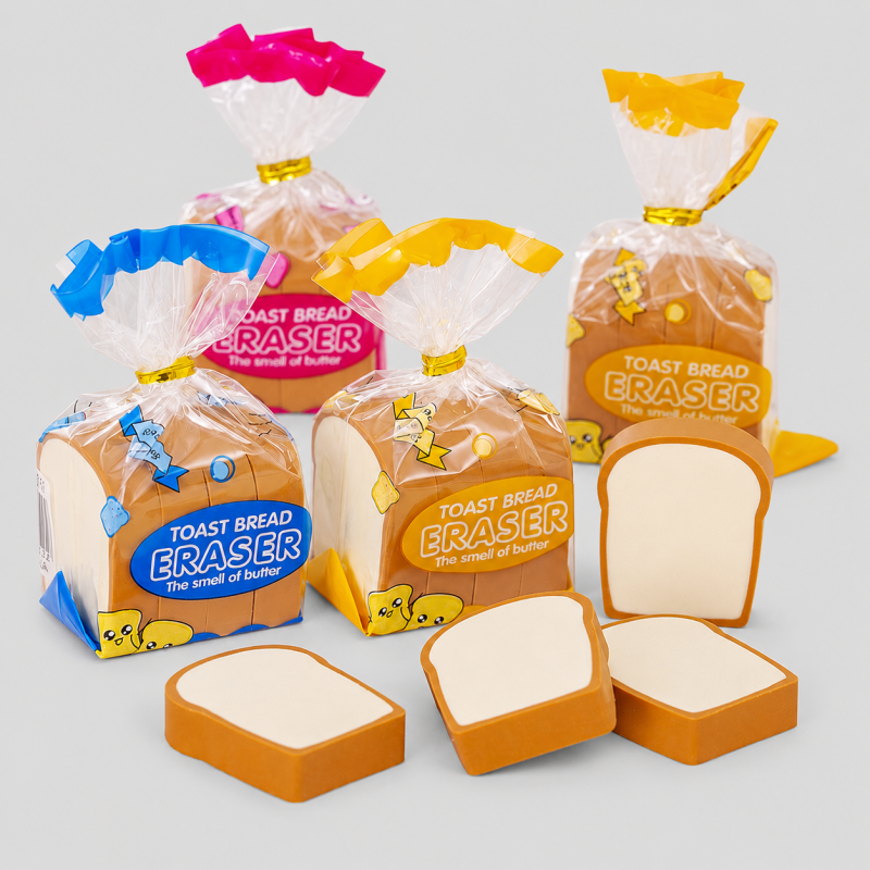 4PCS Toast Bread Shaped Eraser Set