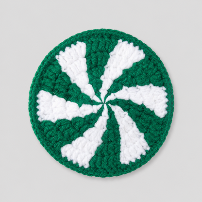 New Hand Crocheted Peppermint Candy Round Coaster