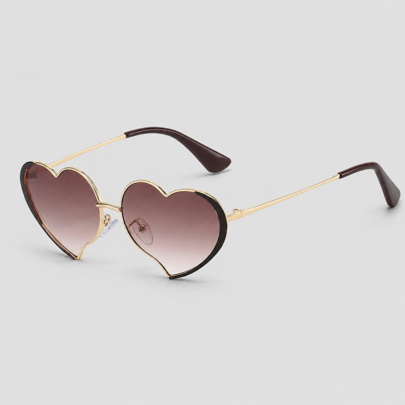 Heart Shape Gradient Lens Metal Sunglasses