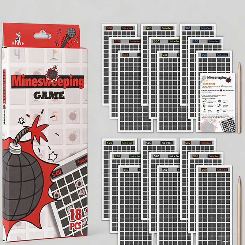 18PCS Creative Minesweeper Game Educational Scratch Art Card