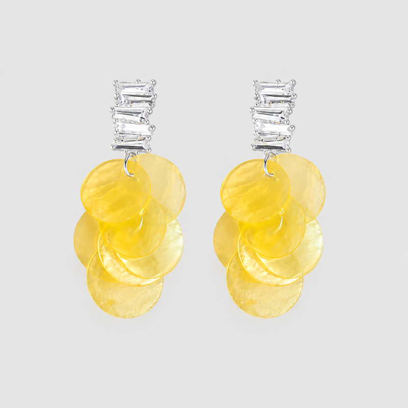 Zircon Natural Shell Tassel Earrings
