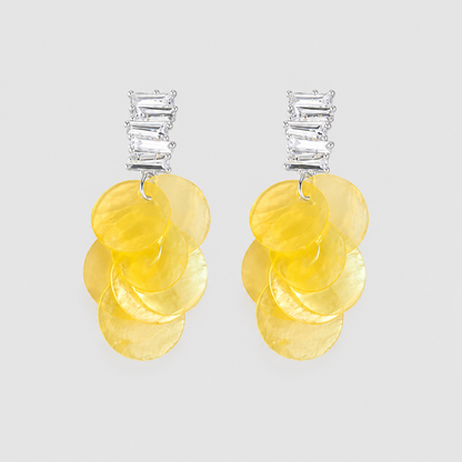 Zircon Natural Shell Tassel Earrings
