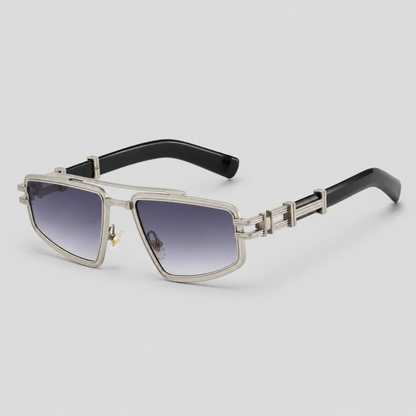 Double Bridge Hollow Metal Rectangle Punk Retro Sunglasses