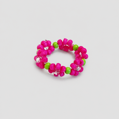 Pink Tones Flower Bead Ring