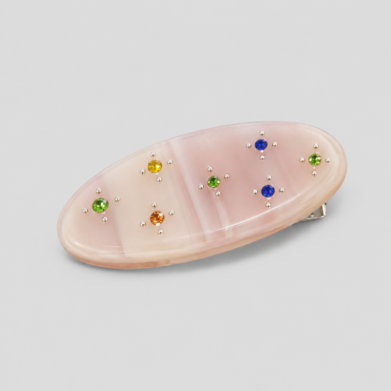Mini Oval Rhinestone Hair Barrette