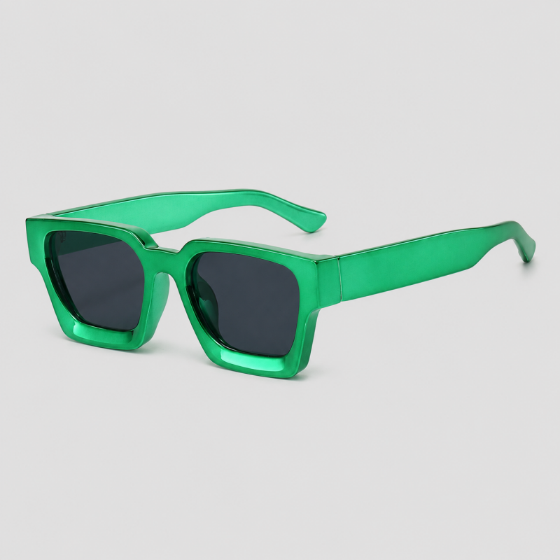 Metallic Electroplated Thick Square Trendy Sunglasses