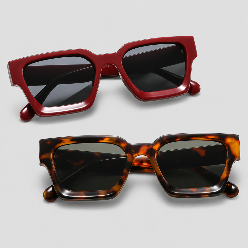 Thick Square Cross Logo Decor Fashion Sunglasses