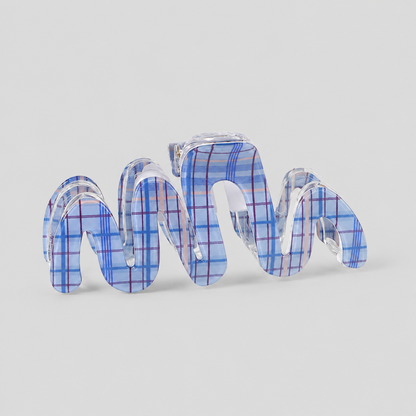 Hollow Three-Loop Grid Plaid Hair Claw Clip