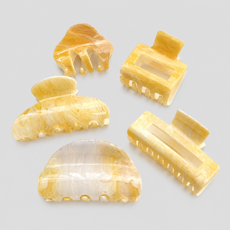 Yellow Marbled Hair Claw Clip