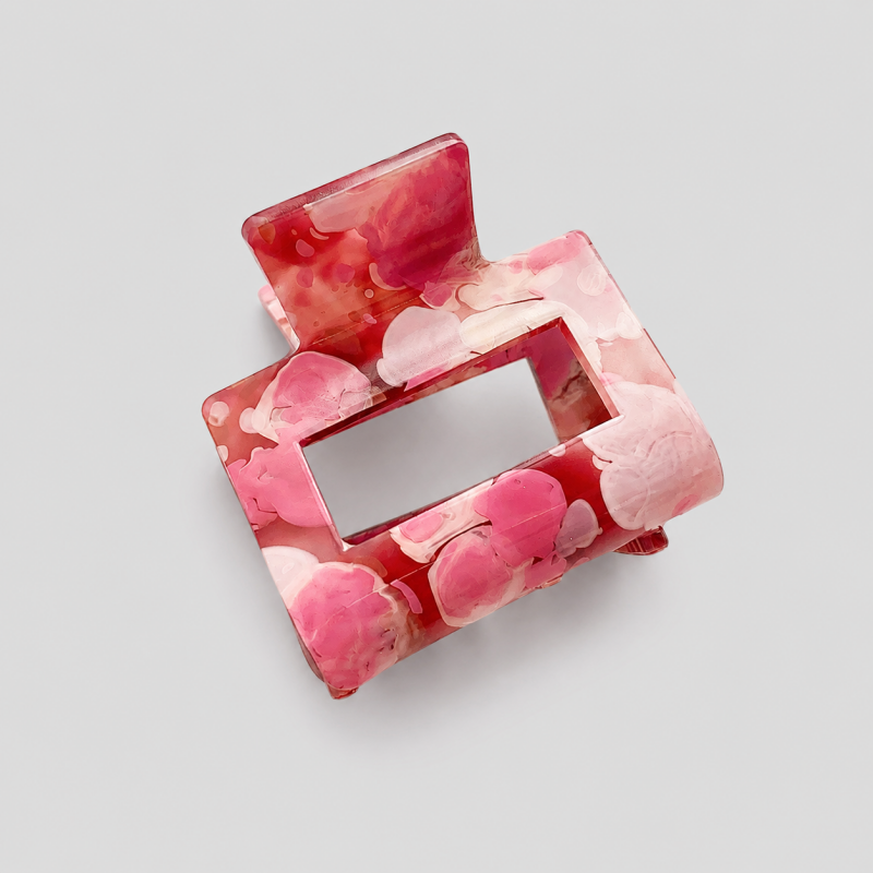 Mini Hollow Square Marbled Hair Claw Clip