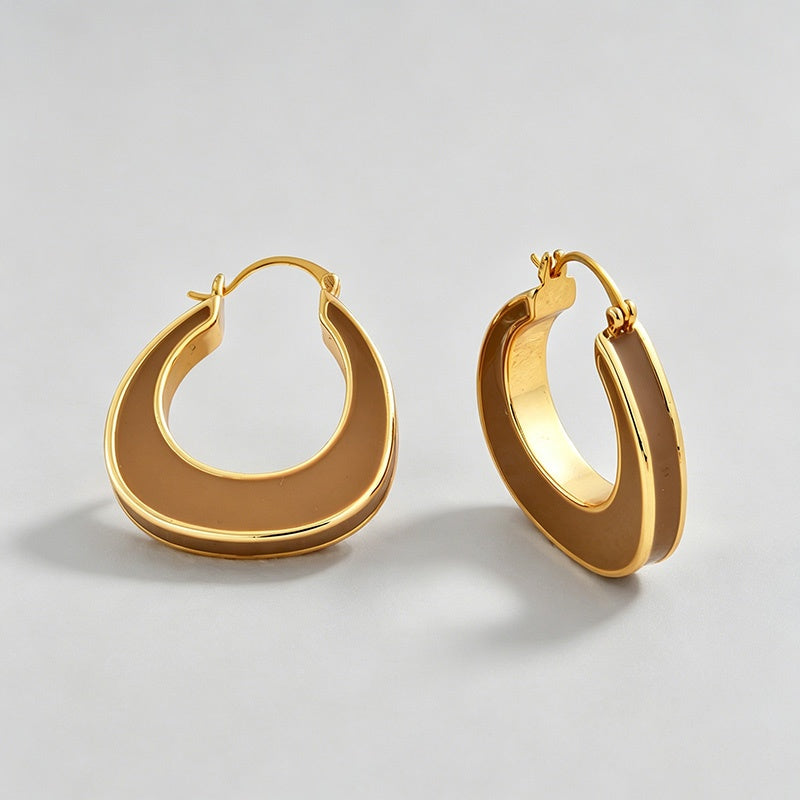 Enamel U-Shape Click Hoop Earrings
