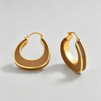 Enamel U-Shape Click Hoop Earrings