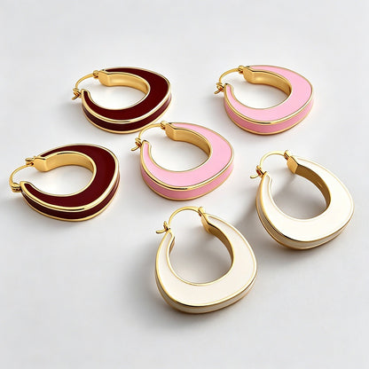 Enamel U-Shape Click Hoop Earrings