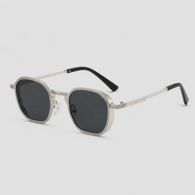 Textured Rim Hexagon Metal Sunglasses