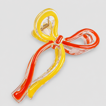 Two-Tone Transparent Bow Hair Claw Clip