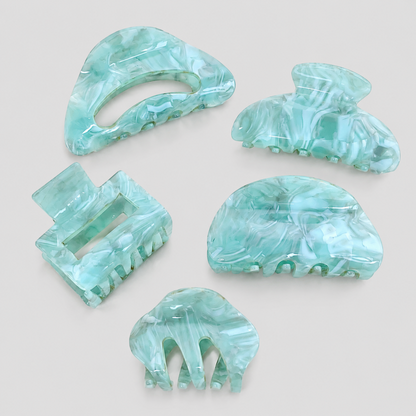 Light Cyan Marble Shark Hair Claw Clip