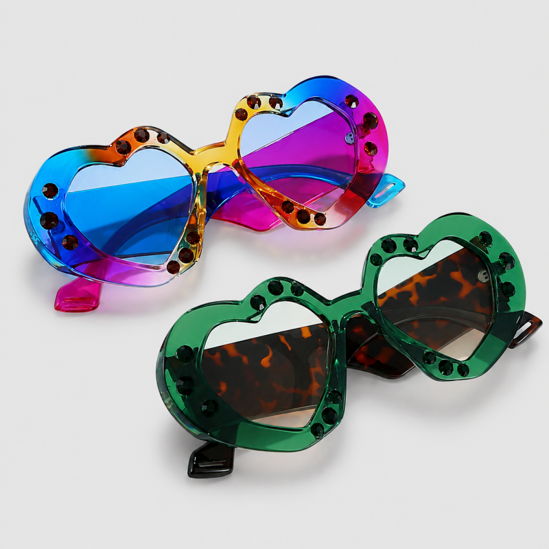 Heart-shaped Full Rhinestone Inlay Party Trendy Sunglasses