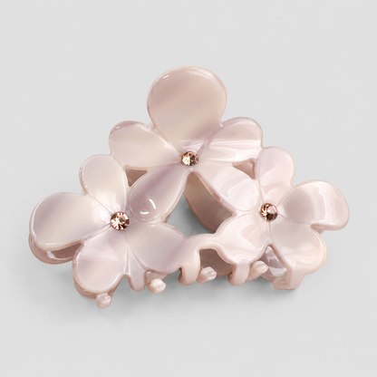 Three Flower Rhinestone Shark Hair Claw Clip
