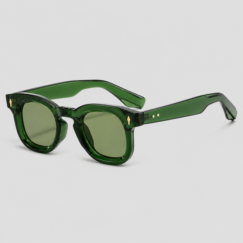 Thick Square Gold Stud Decor Retro Polarized Sunglasses