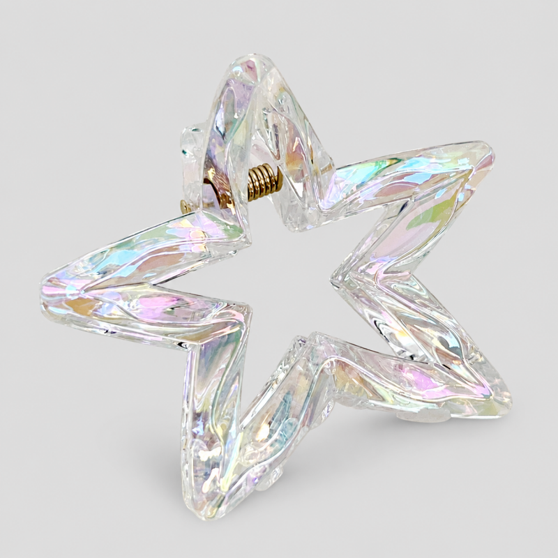 Hollow Iridescent Star Hair Claw Clip