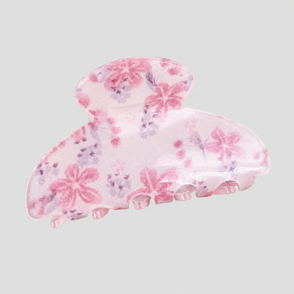 Dried Flower Print Shark Hair Claw Clip