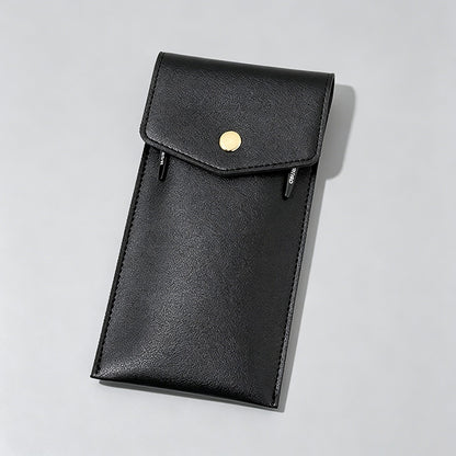 Snap Button Large Capacity PU Leather Pencil Pouch