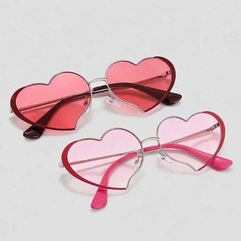 Heart Shape Gradient Lens Metal Sunglasses