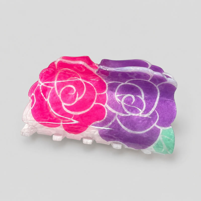 Hand-Painted Floral Shark Hair Claw Clip