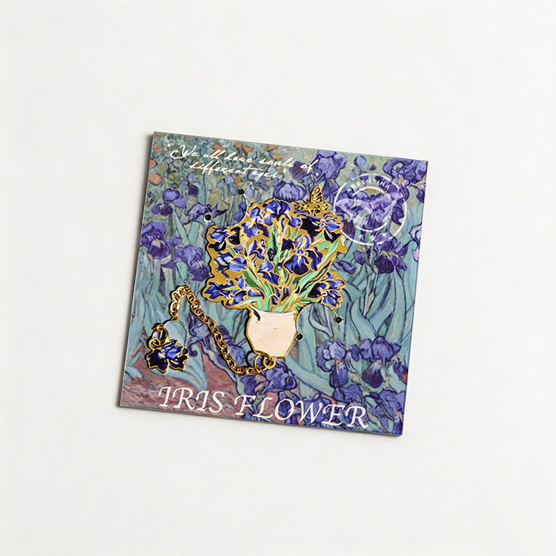 Gilded Floral Van Gogh Oil Painting Metal Bookmarks