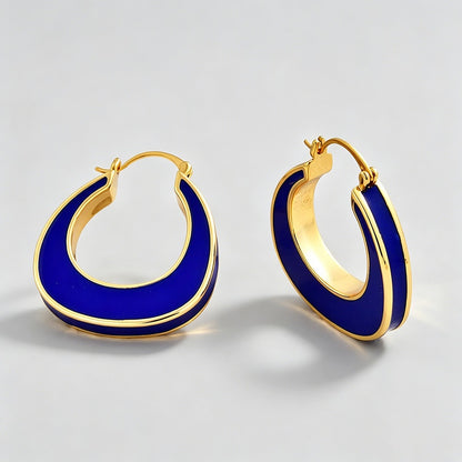 Enamel U-Shape Click Hoop Earrings