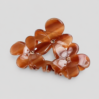 Three Flower Rhinestone Shark Hair Claw Clip