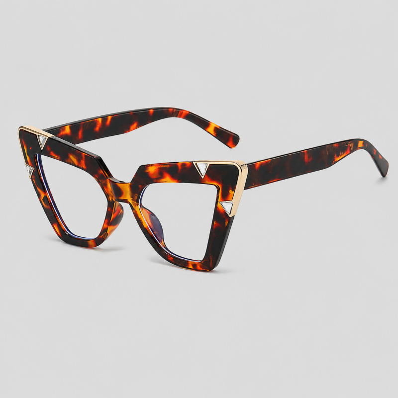 Four-Corner Triangle Metal Decor Cat Eye Sunglasses