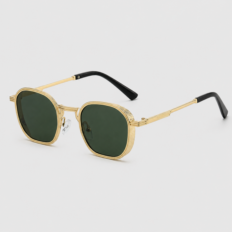 Textured Rim Hexagon Metal Sunglasses