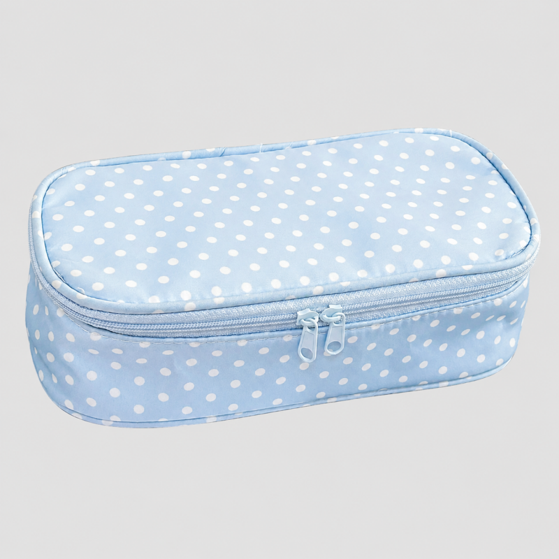 Retro Check Print Pencil Case