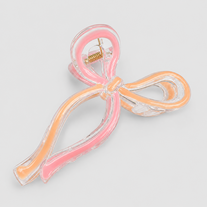 Two-Tone Transparent Bow Hair Claw Clip