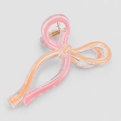 Two-Tone Transparent Bow Hair Claw Clip