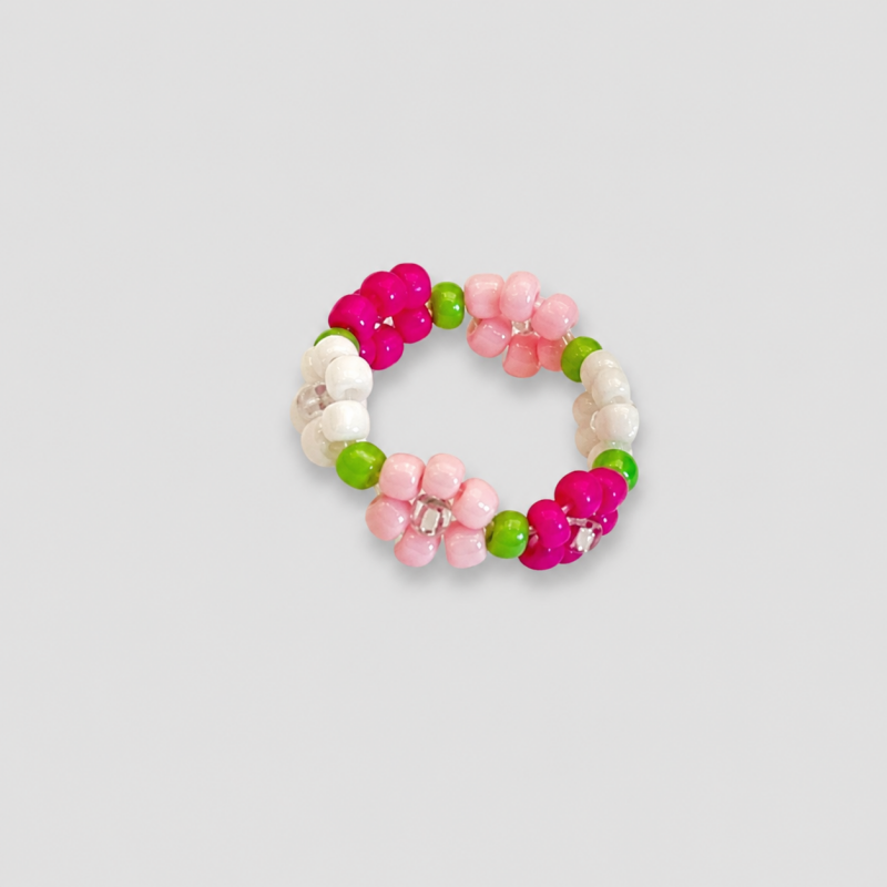 Pink Tones Flower Bead Ring