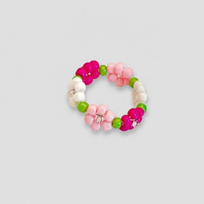 Pink Tones Flower Bead Ring