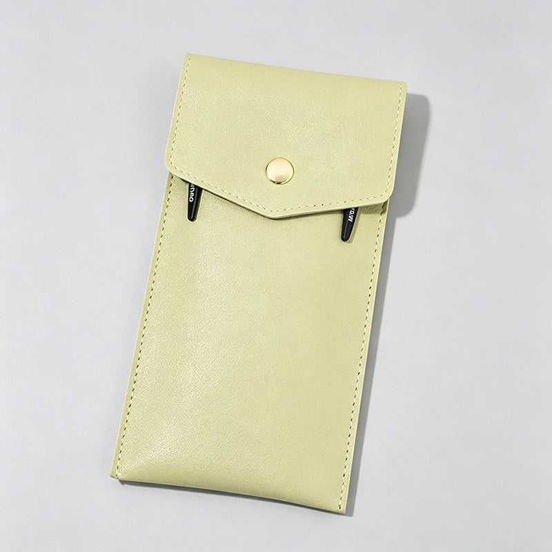 Snap Button Large Capacity PU Leather Pencil Pouch