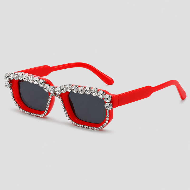 Small Rectangle Full Rhinestone Border Retro Bling Sunglasses