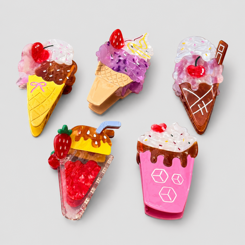 Ice Cream Shark Hair Claw Clip