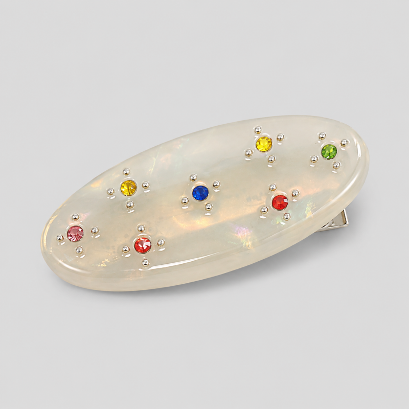 Mini Oval Rhinestone Hair Barrette