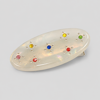 Mini Oval Rhinestone Hair Barrette