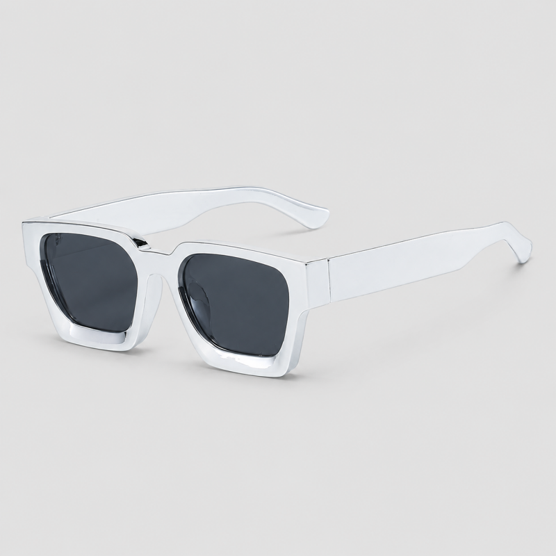 Metallic Electroplated Thick Square Trendy Sunglasses