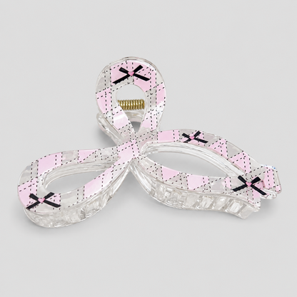 Hollow Three-Loop Plaid Bow Hair Claw Clip
