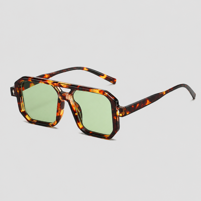 Double Bridge Arrow Metal Decor Square Sunglasses